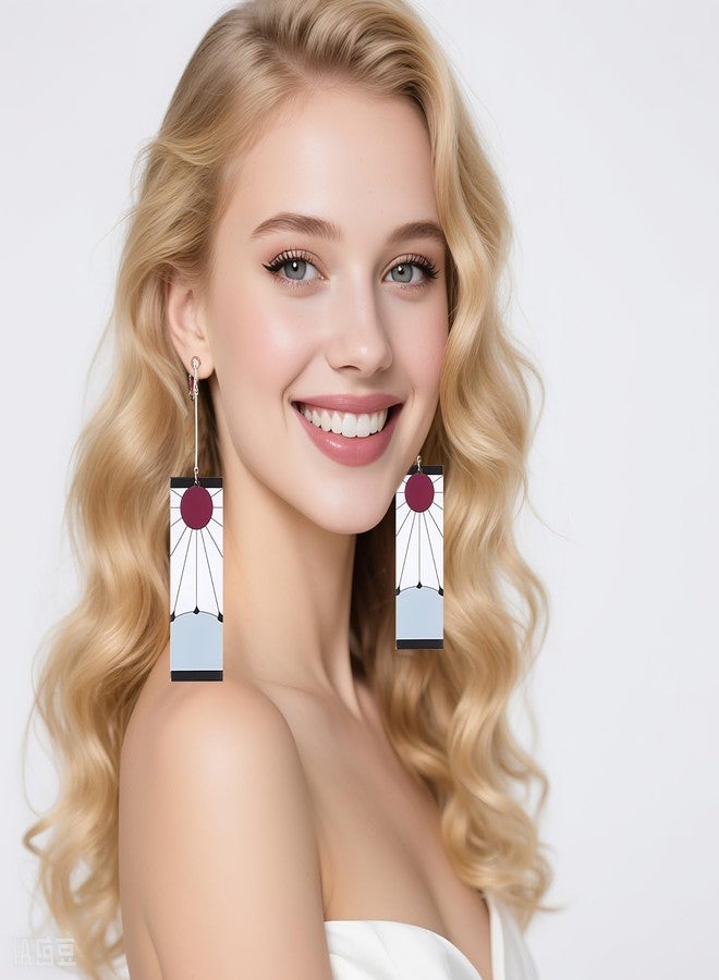 TecoKart® Anime Protagonist Earrings - Hanafuda Style Spiral Clip-On Earrings Inspired by Demon Slayer Series, Lightweight Acrylic Anime Cosplay Jewelry for Boys & Girls, Unique Gift Accessory - Image 4